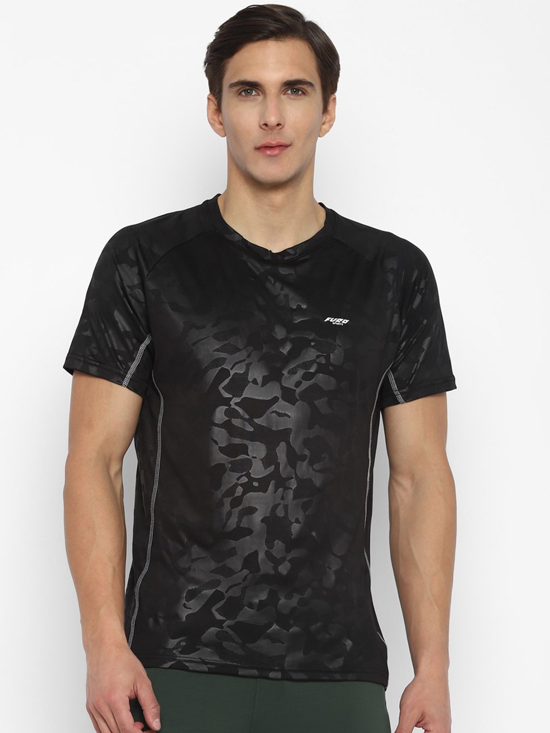 

FURO by Red Chief Men Black Printed V-Neck T-shirt