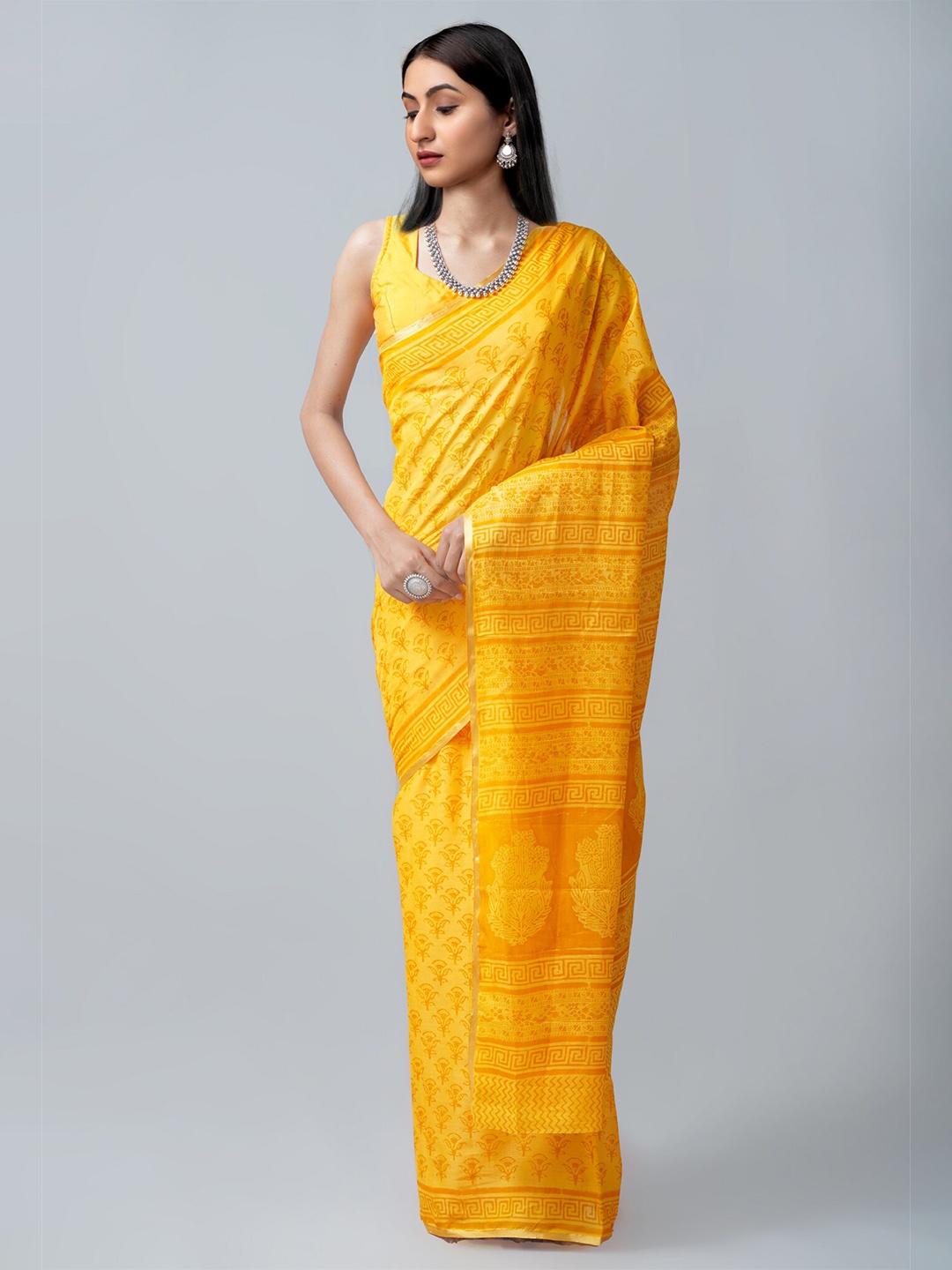 

Unnati Silks Yellow Bagh Pure Cotton Venkatgiri Saree