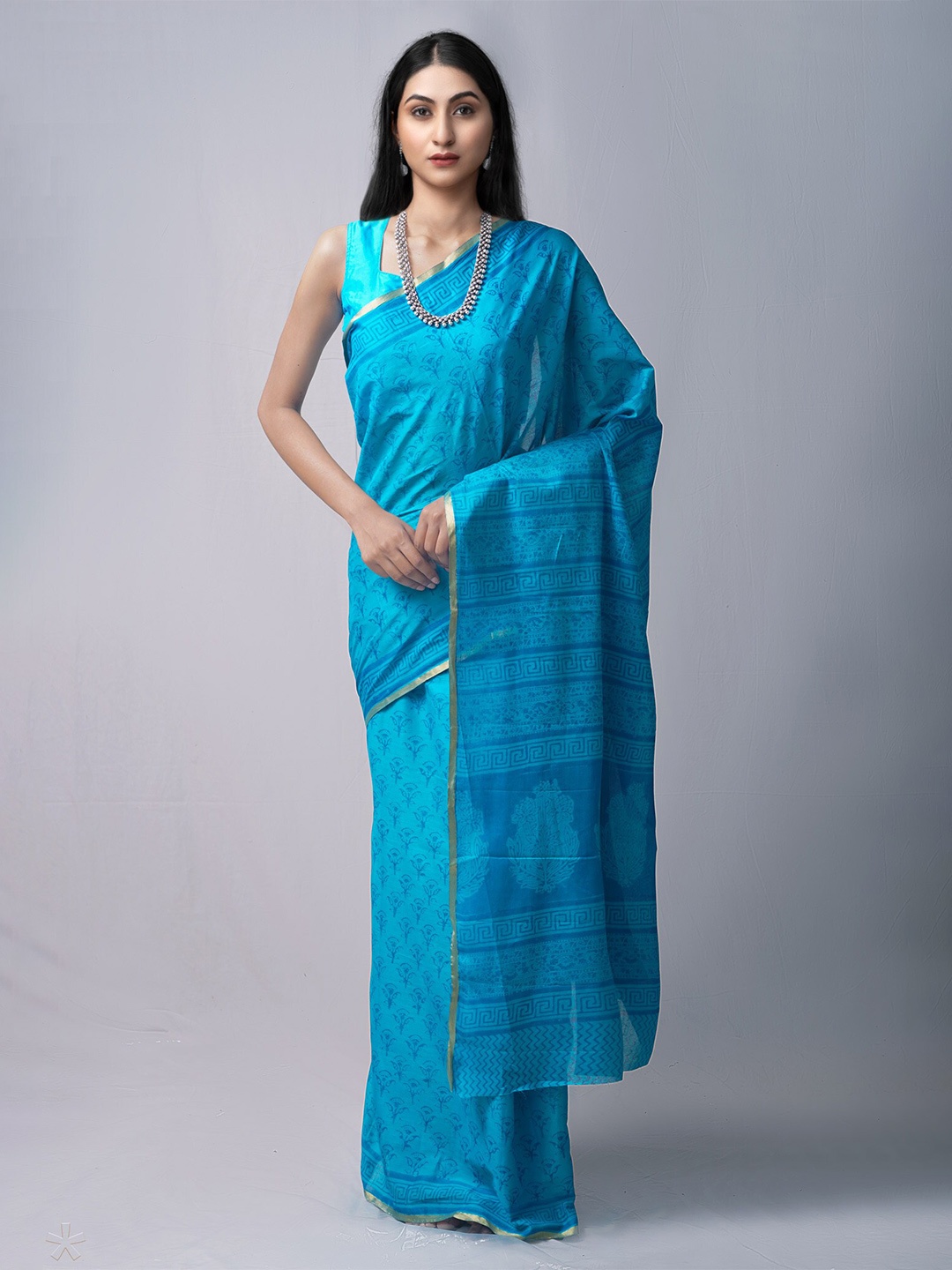 

Unnati Silks Blue Bagh Pure Cotton Venkatgiri Saree