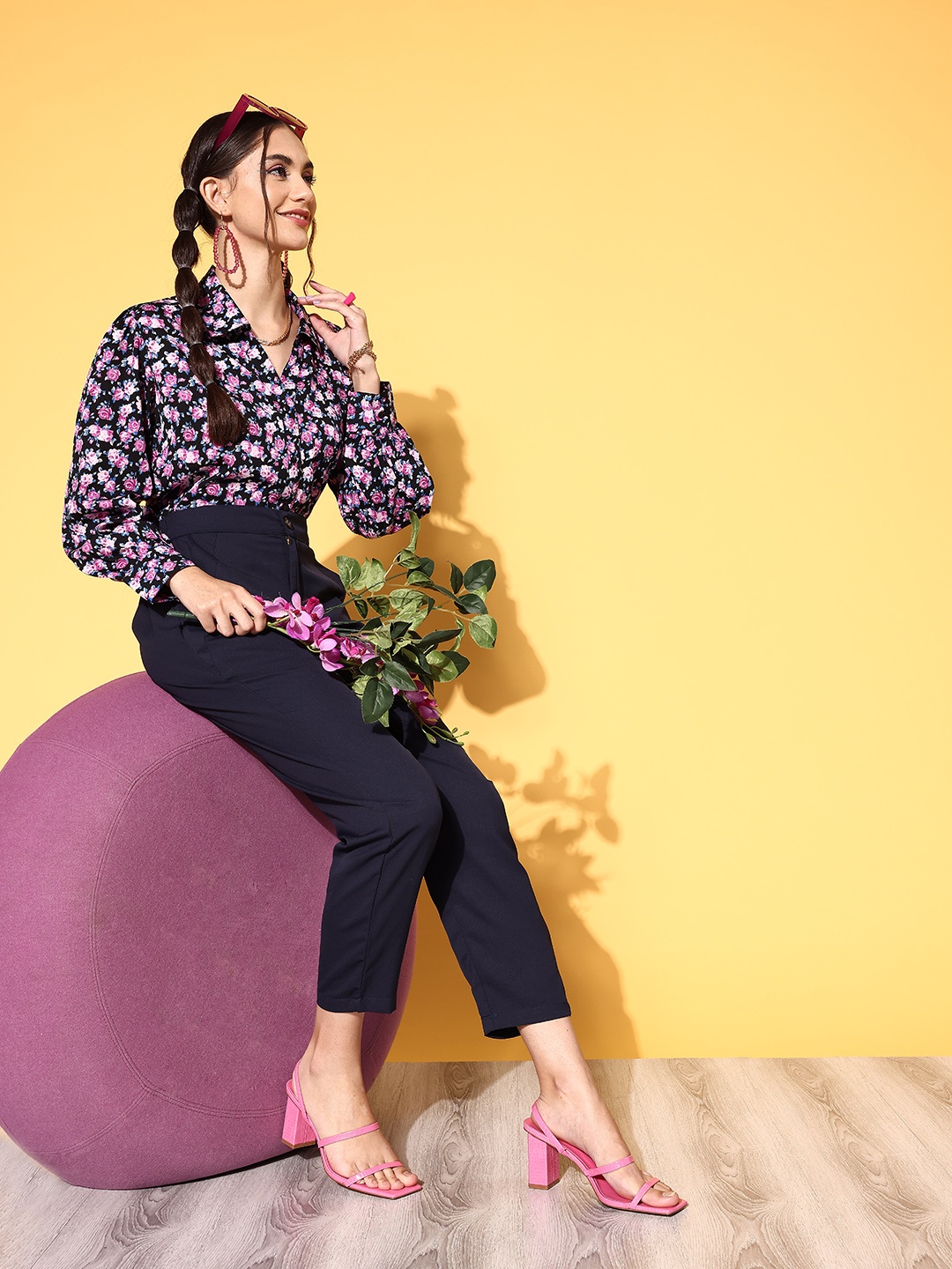 

plusS Women Purple Floral Vacay Attire