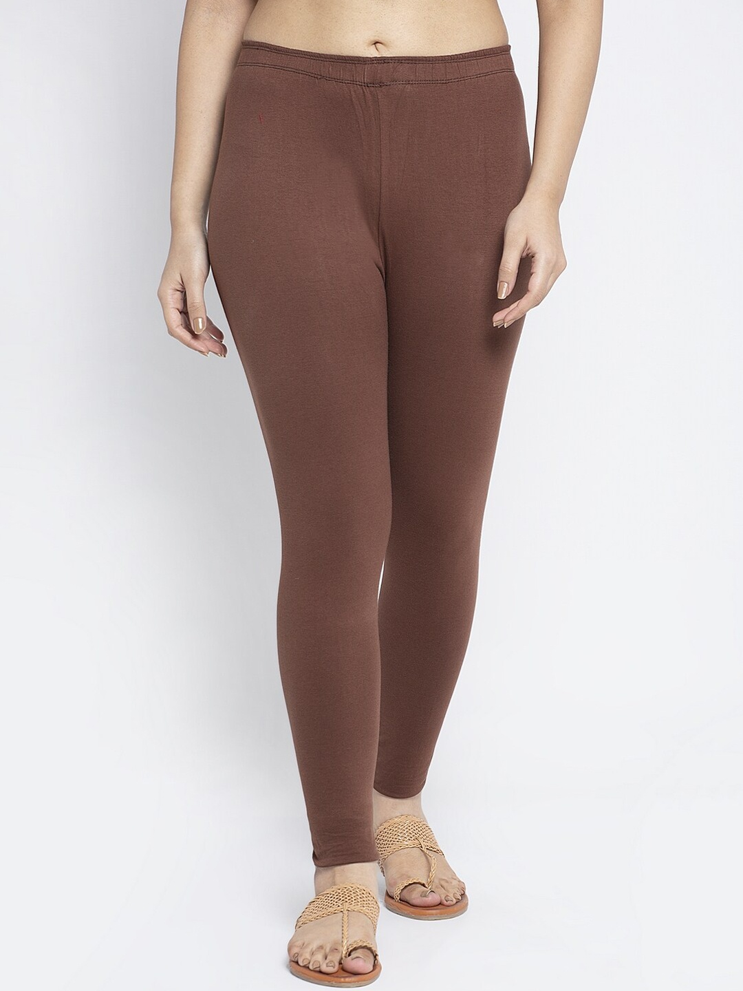 

Jinfo Women Brown Solid Ankle-Length Leggings