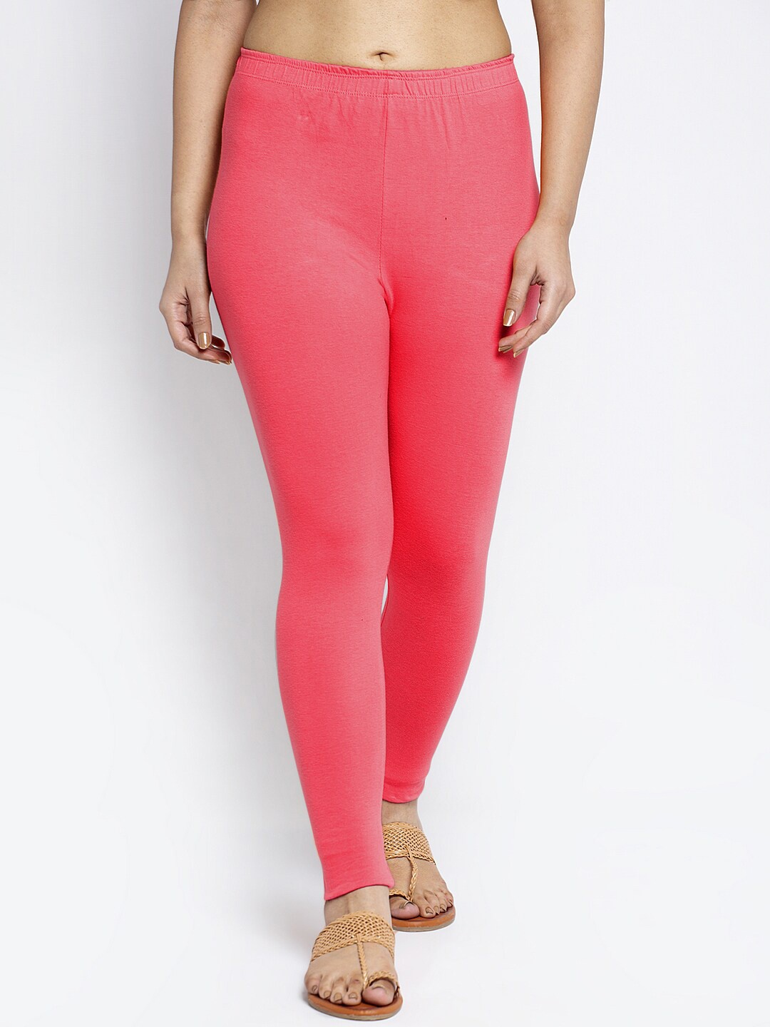 

Jinfo Women Peach Solid Ankle-Length Leggings