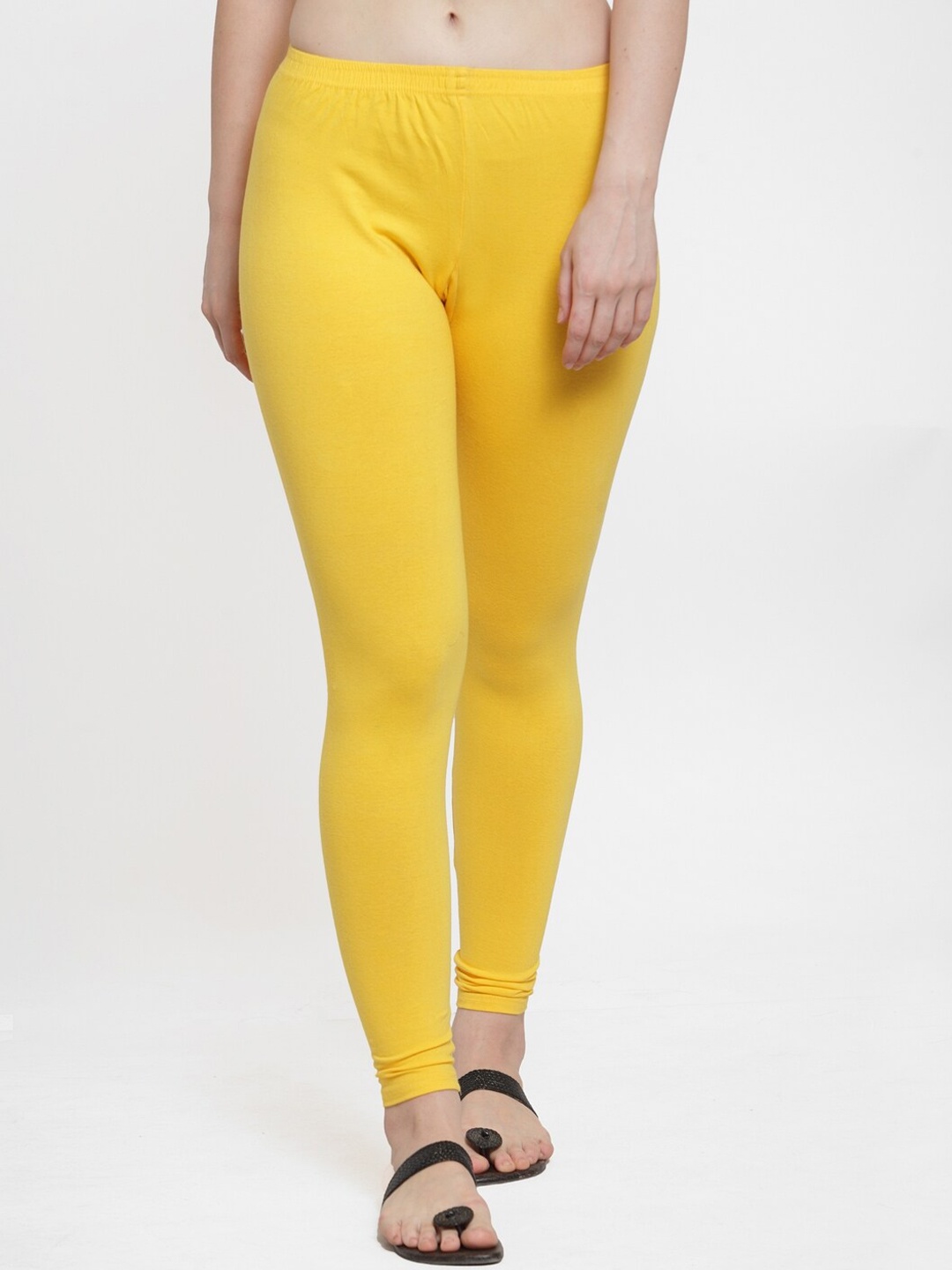 

Jinfo Women Yellow Solid Ankle-Length Leggings