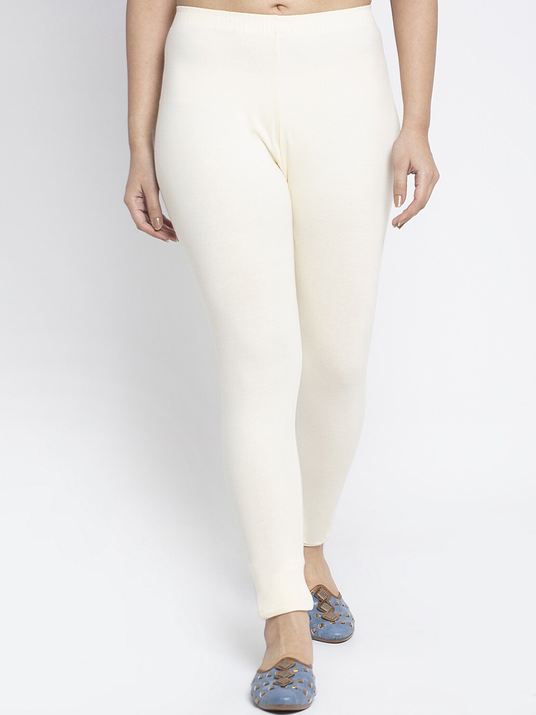 

Jinfo Women White Solid Ankle-Length Leggings