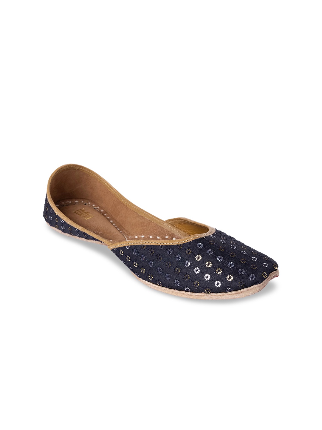 

INDYA Women Blue Embellished Ethnic Mojaris Flats