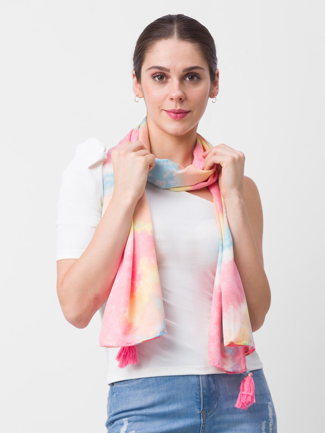 

Globus Women Pink & Blue Printed Scarf
