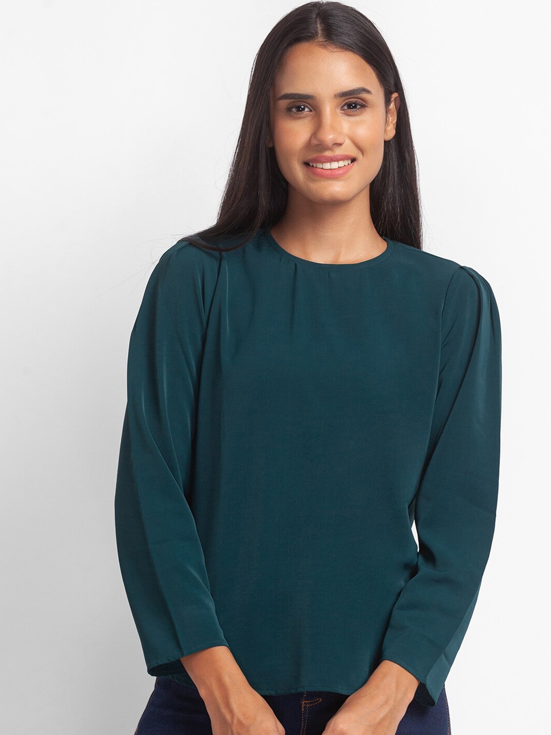 

Globus Teal Green Puff Sleeves Top