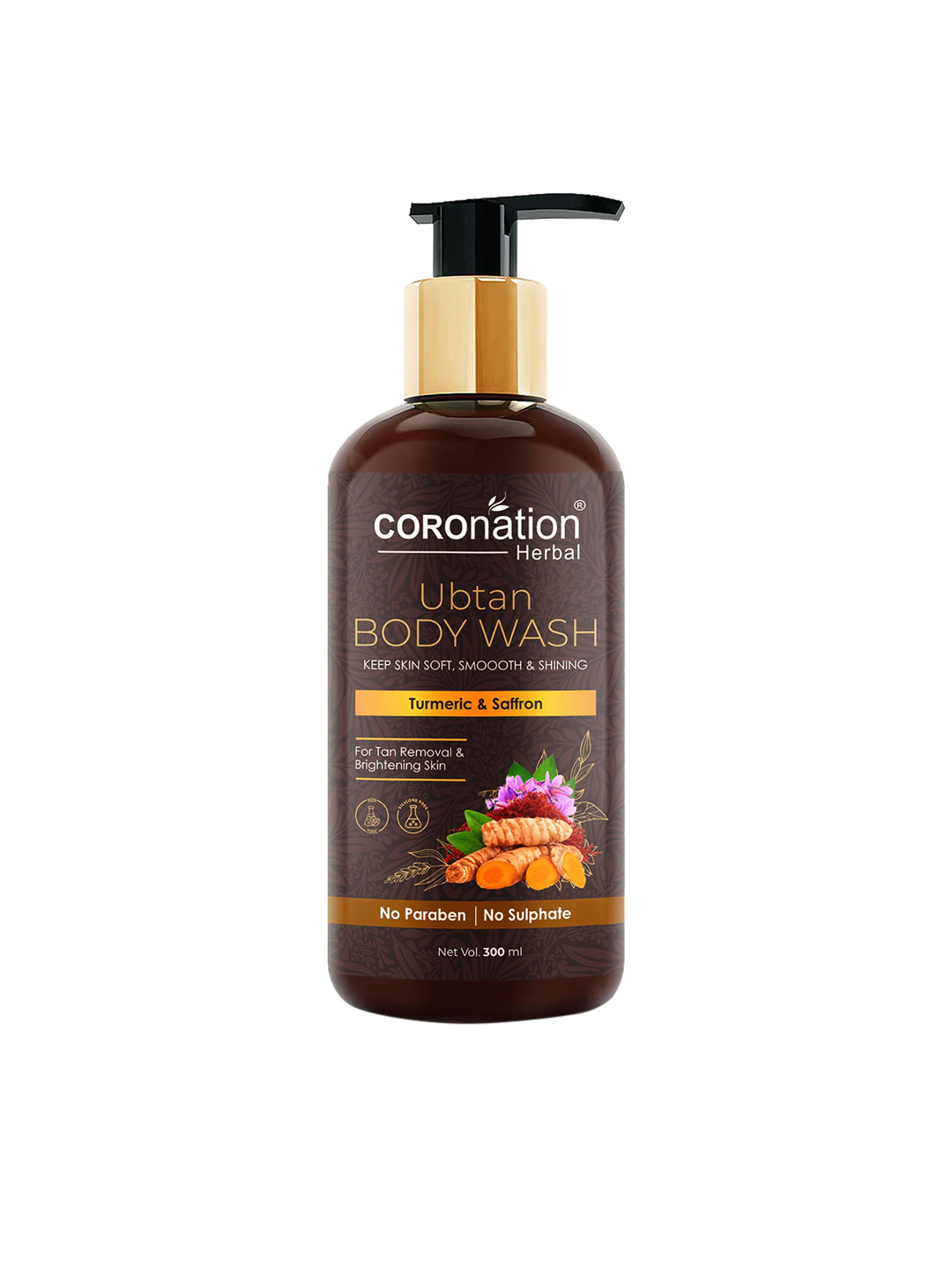 

COROnation Herbal Ubtan Tan Removal Body Wash with Turmeric & Saffron - 300 ml, Brown