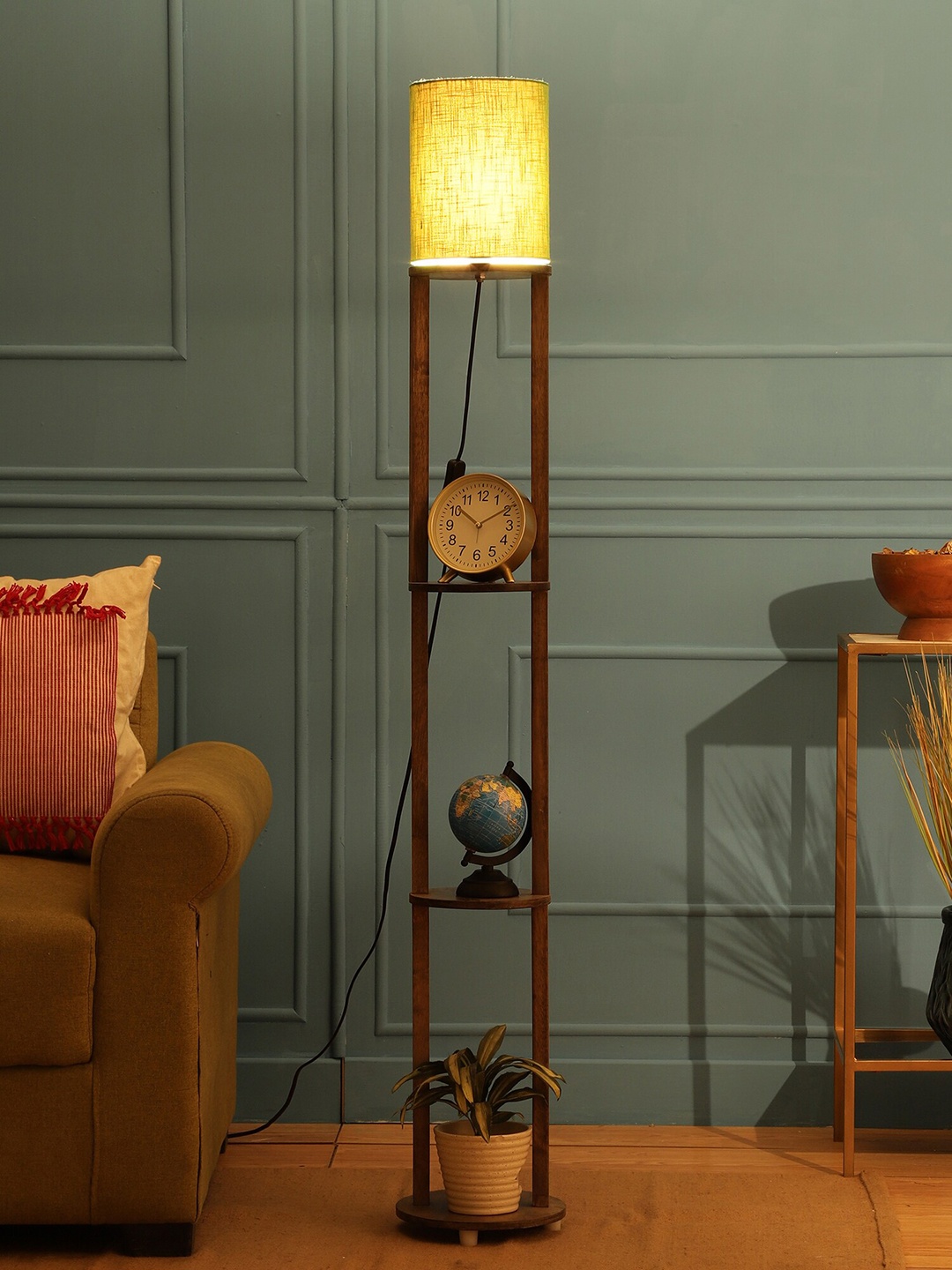 

SANDED EDGE Green 3-Tier Wooden Floor Lamp