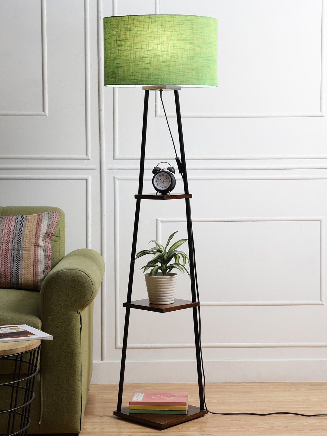 

SANDED EDGE Green 3-Tier Wooden Floor Lamp