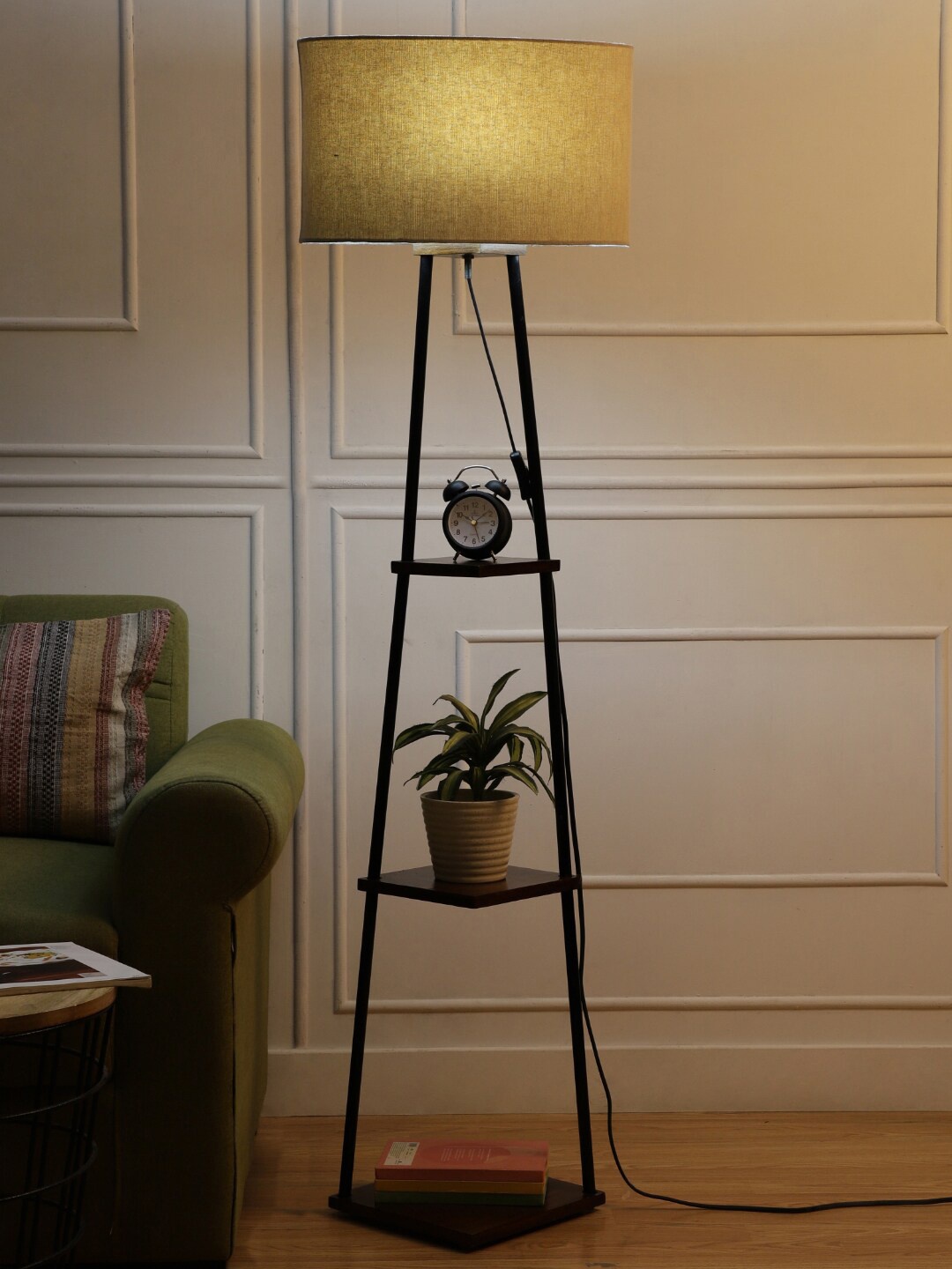 

SANDED EDGE Beige 3 Tier Shelf Storage Floor Lamp