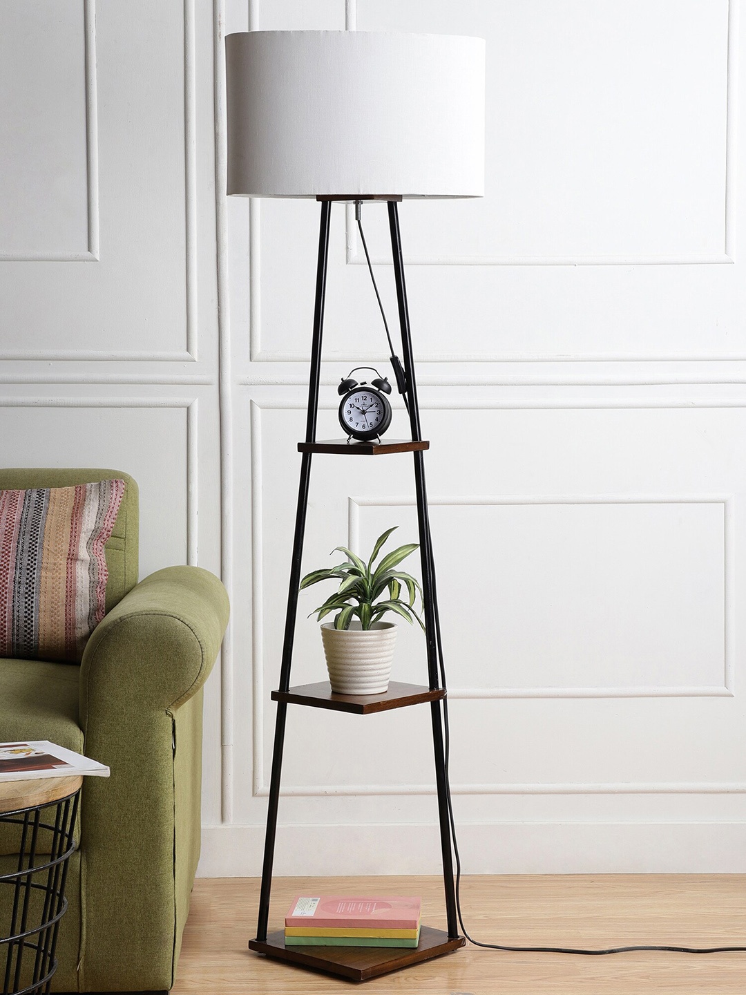 

SANDED EDGE Off White Solid Traditional 3-Tier Floor Lamp
