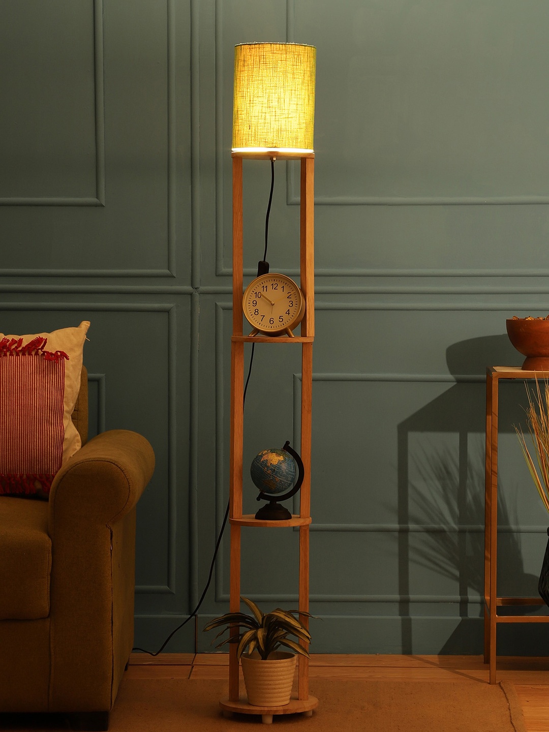 

SANDED EDGE Green 3-Tier Wooden Floor Lamp