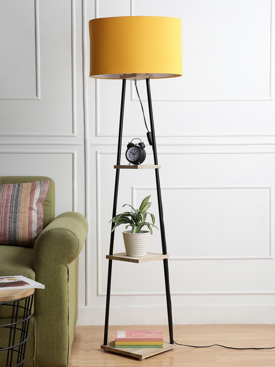 

SANDED EDGE Yellow 3 Tier Storage Shelf Floor Lamp