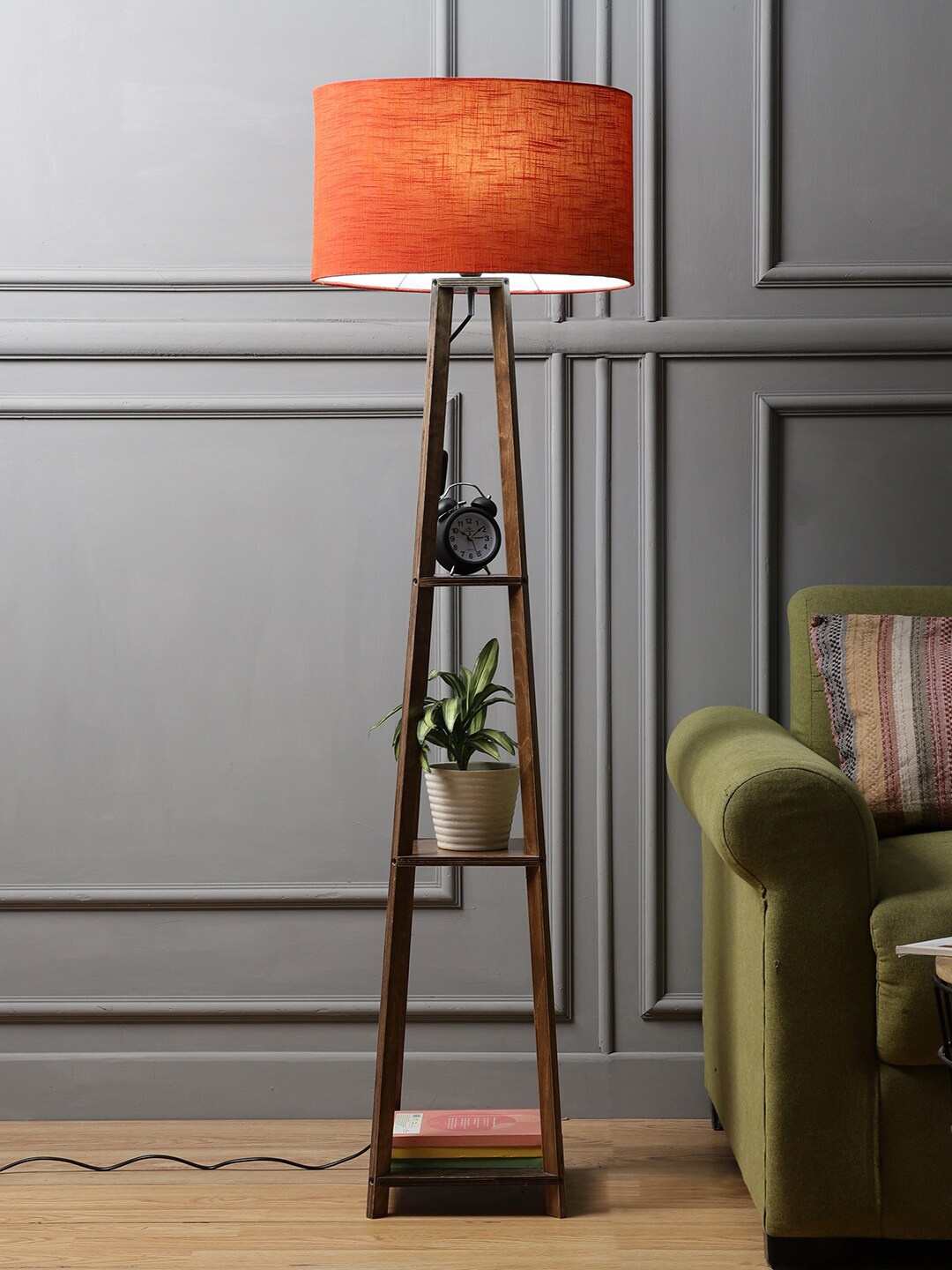 

SANDED EDGE Rust & Brown 3-Tier Traditional Floor Lamp