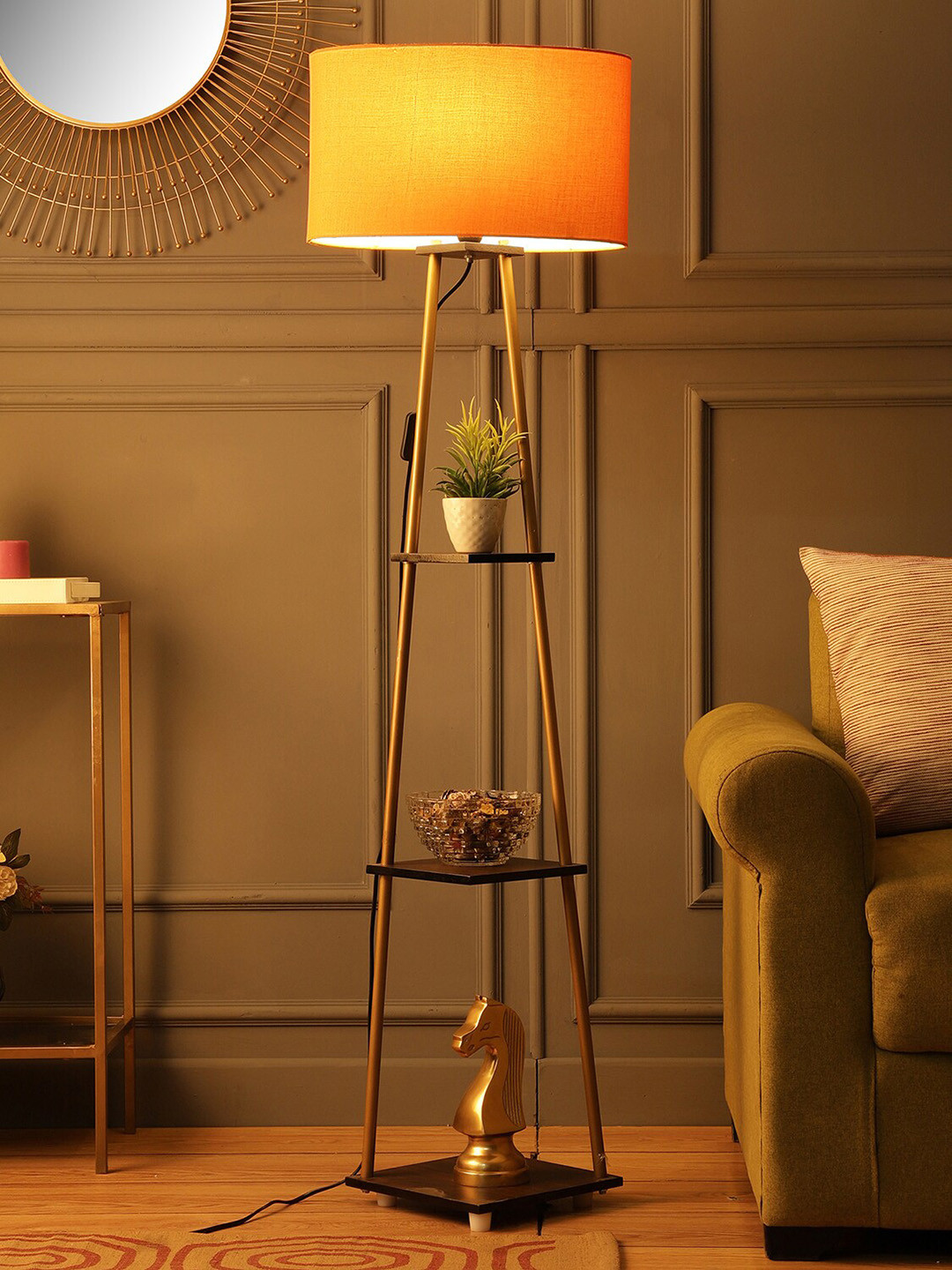 

SANDED EDGE Orange 3-Tier Wooden Floor Lamp