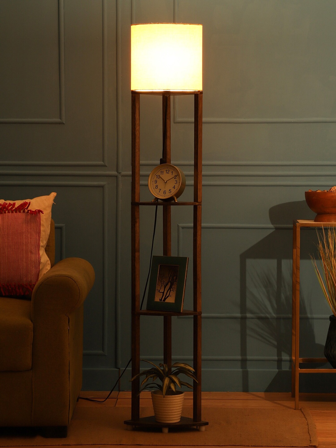 

SANDED EDGE Yellow 3-Tier Wooden Floor Lamp