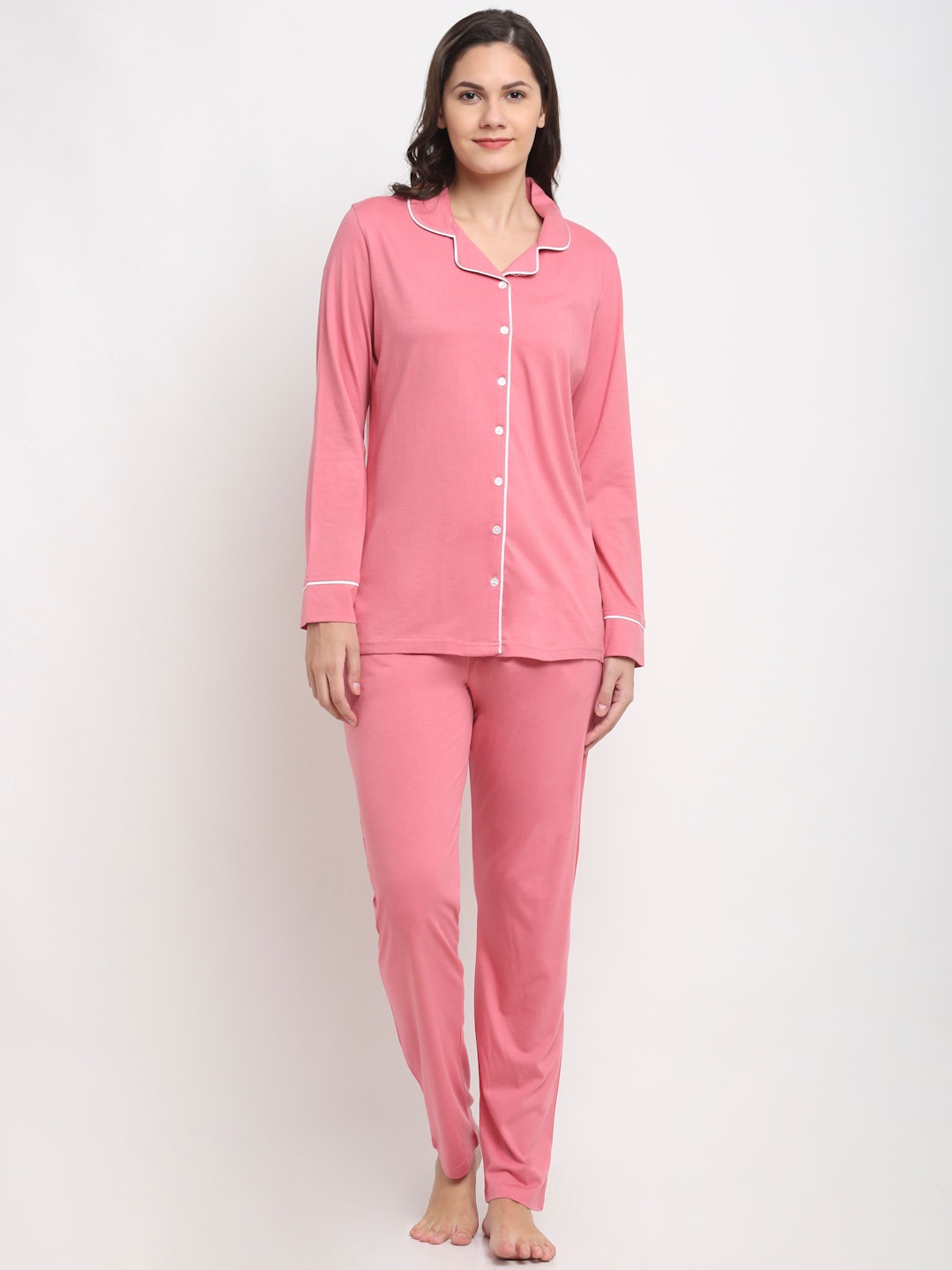 

Kanvin Women Pink Pure Cotton Night suit