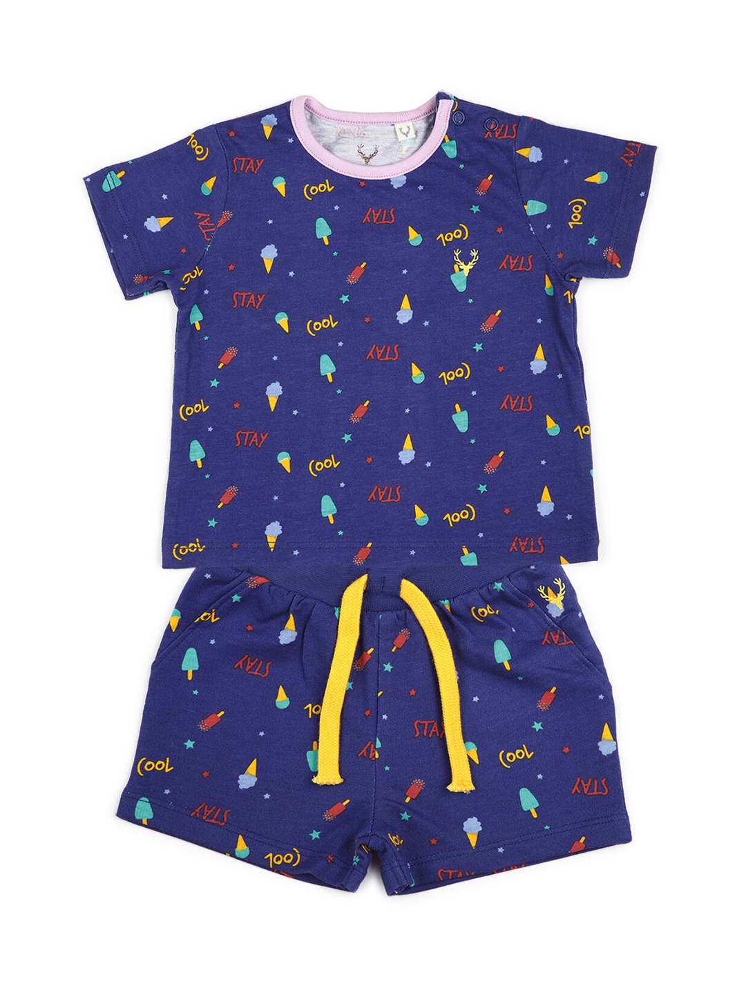 

Allen Solly Junior Boys Blue & Pink Printed 2 T-shirts with Shorts