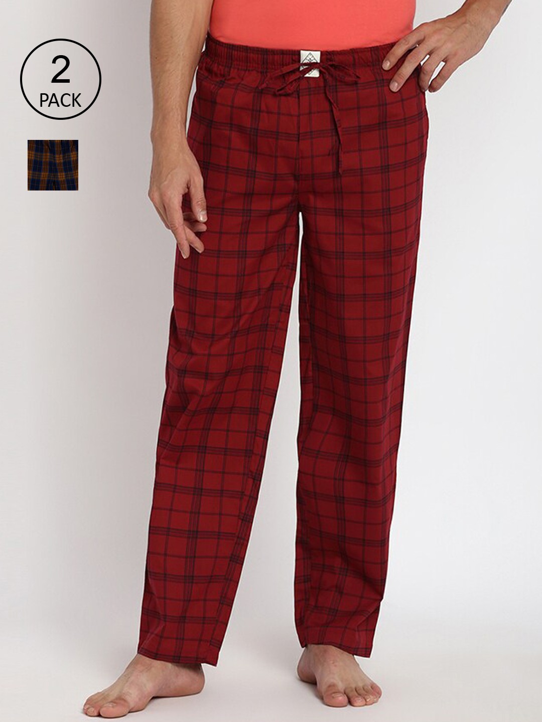 

abof Men Pack of 2 Regular Fit Lounge Pants, Red