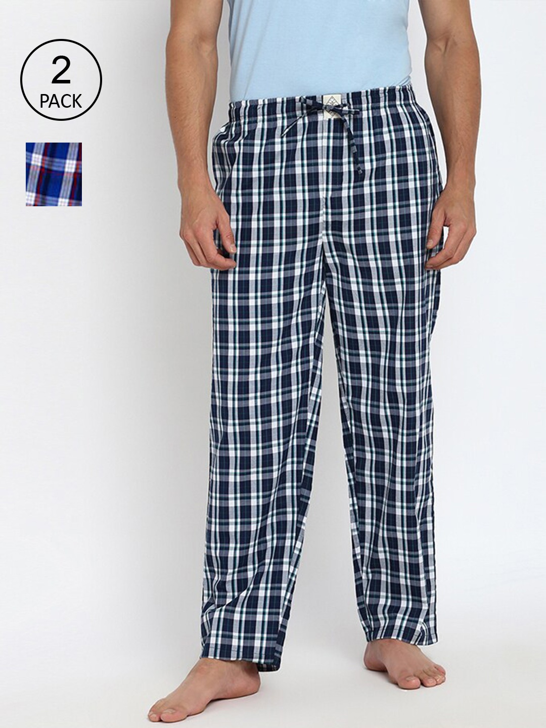 

abof Men Pack of 2 Regular Fit Lounge Pants, Navy blue