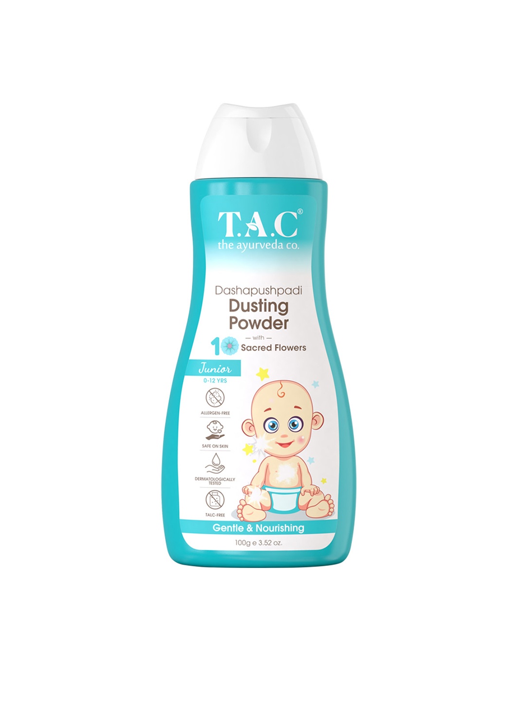 

TAC - The Ayurveda Co. Dashapushpadi Ayurvedic Baby Powder For Nourishing & Rash Free-100g, Blue