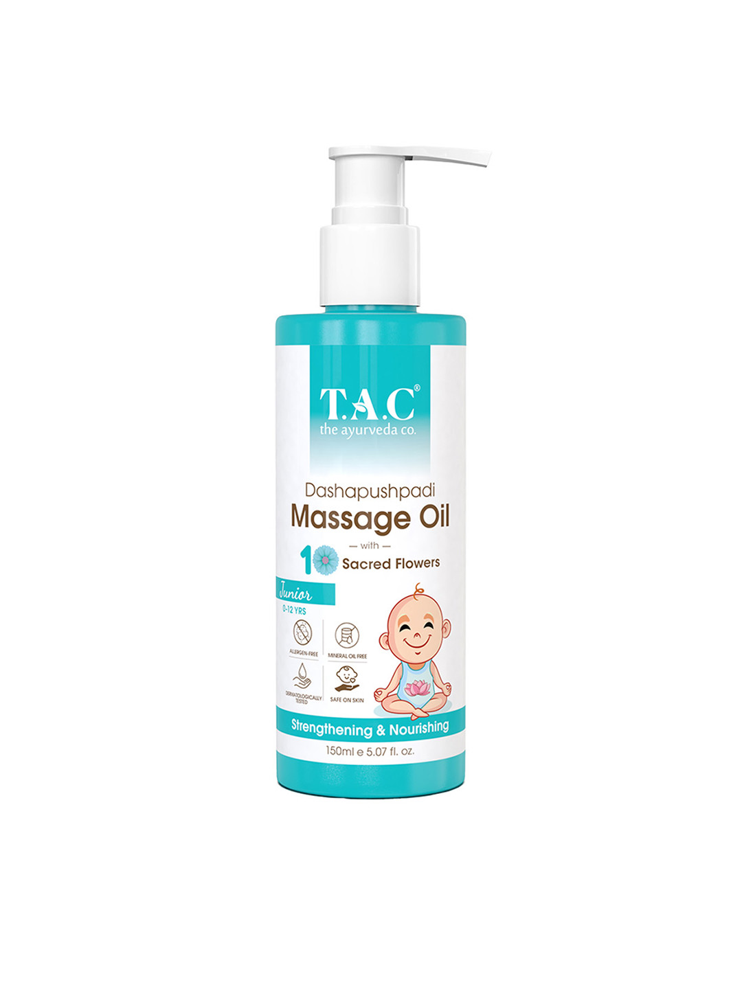 

TAC - The Ayurveda Co. Dashapushpadi Baby Massage Oil for Strength & Nourishing - 150ml, Blue