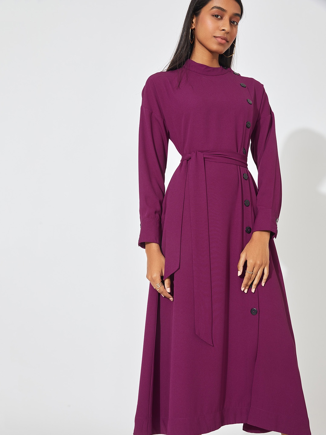 

The Label Life Women Purple Orchid Button Midi Dress