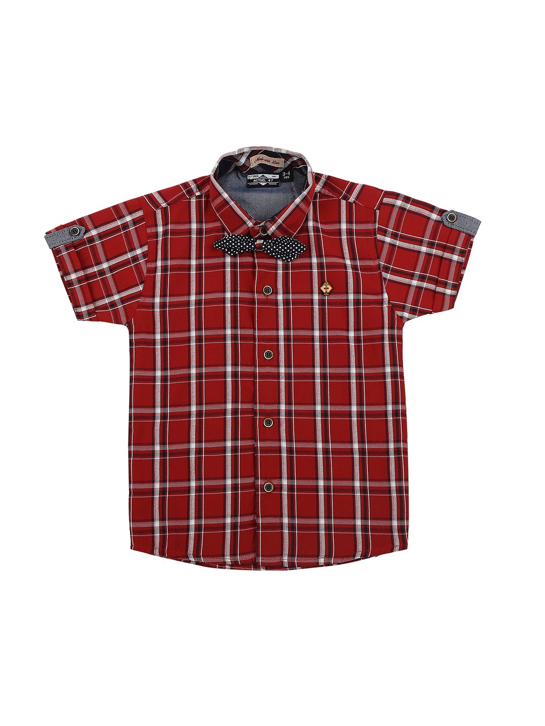 

Actuel Boys Maroon Tartan Checks Pure Cotton Casual Shirt