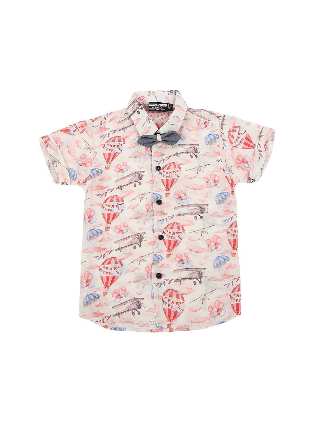 

Actuel Boys White Semi Sheer Printed Casual Shirt