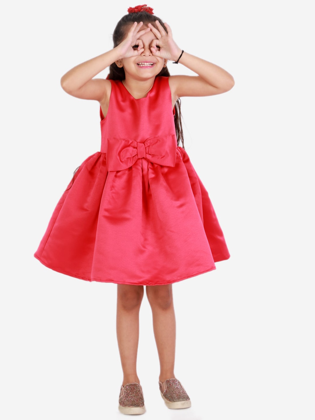 

KidsDew Maroon Solid Fit & Flare Dress