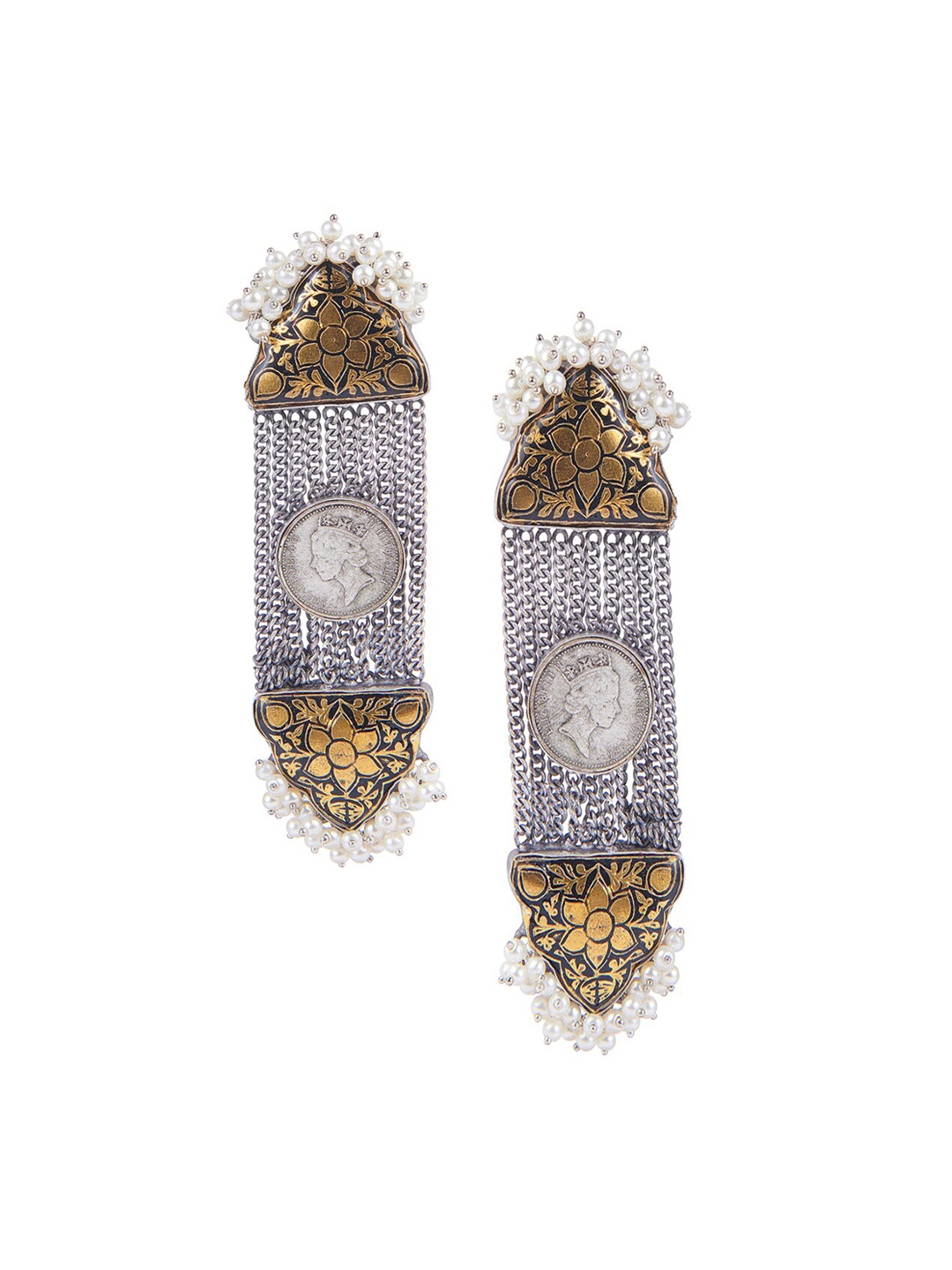 

CURIO COTTAGE Gold-Toned & Silver Plated Contemporary Drop Earrings