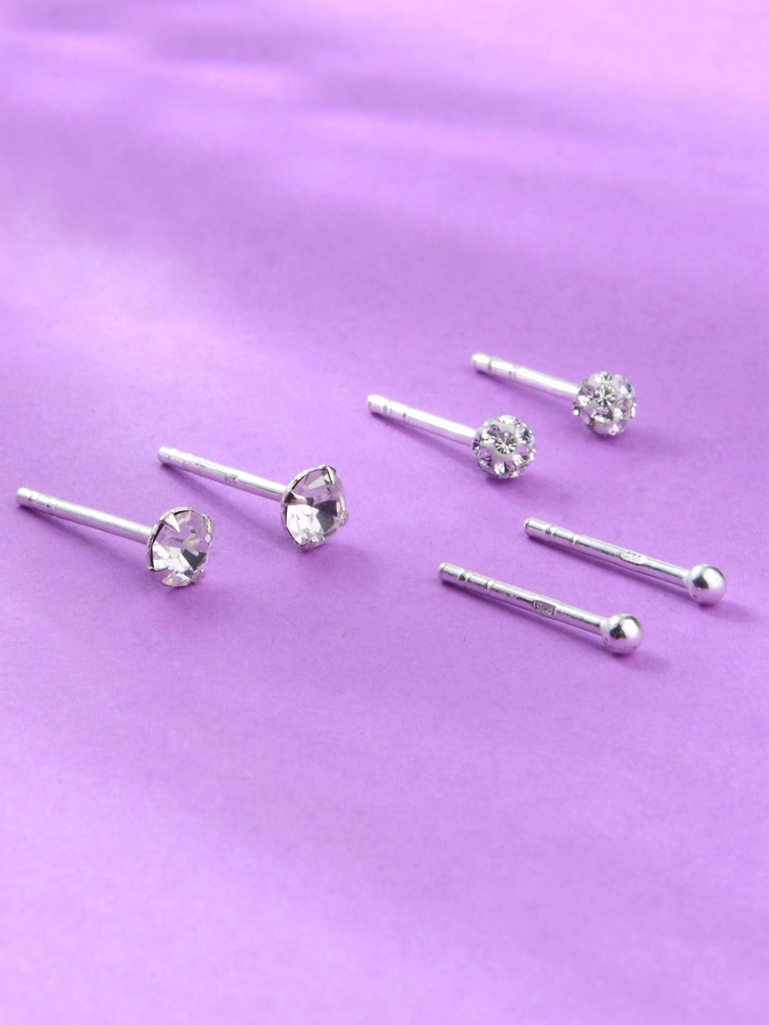 

Accessorize London Women Set of 3 925 Pure Sterling Silver Sparkle Pave Studded Ball Studs