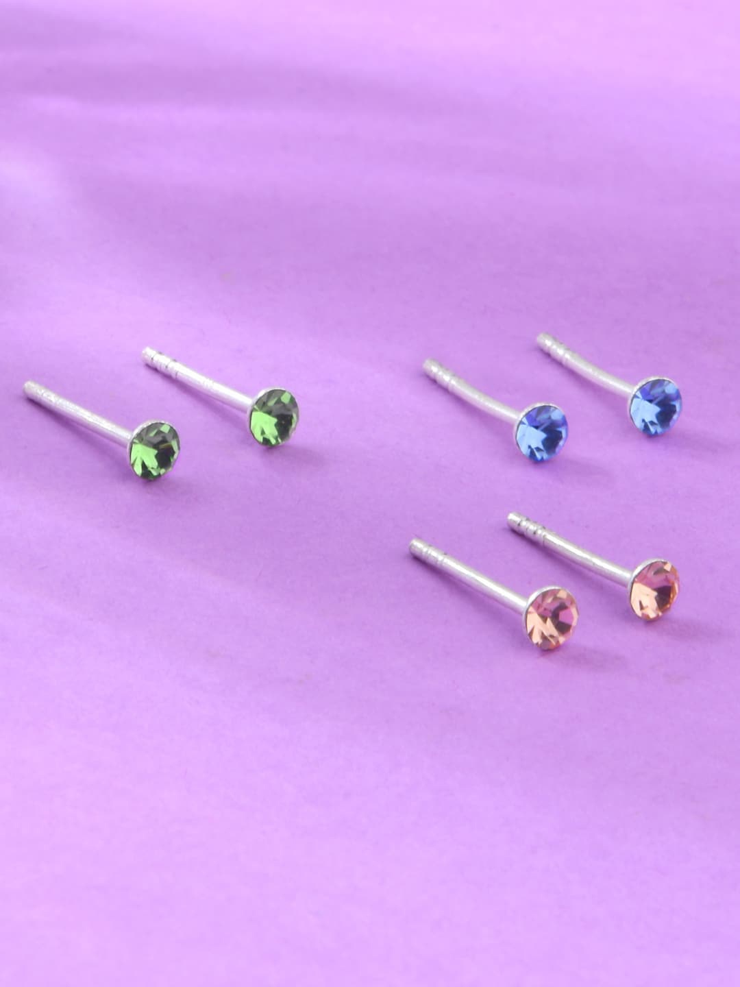 

Accessorize Set of 3 Silver-Plated 925 Pure Sterling Silver Swarowski Crystal Studs