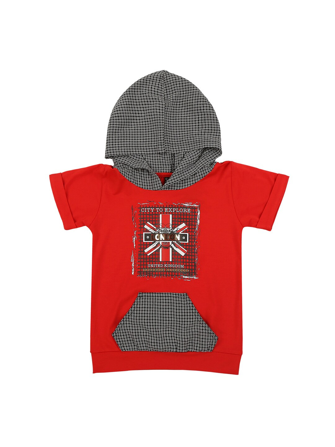 

Actuel Boys Red & Grey Colourblocked Cotton T-shirt