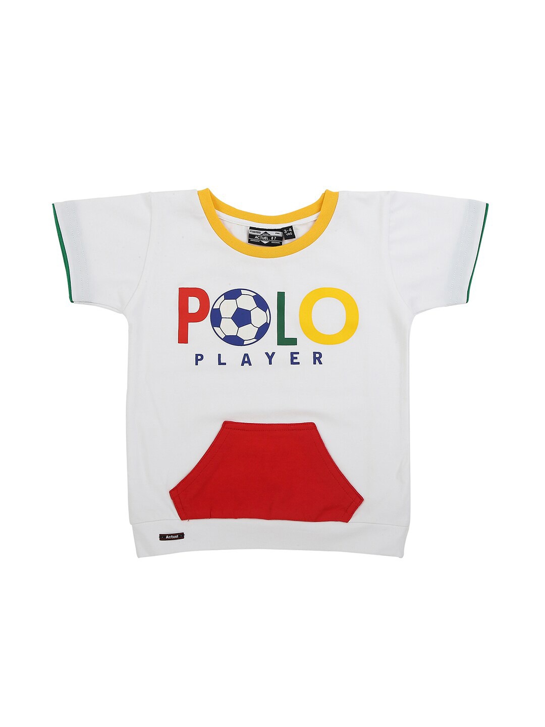 

Actuel Boys White & Red Typography Printed Pure Cotton T-shirt
