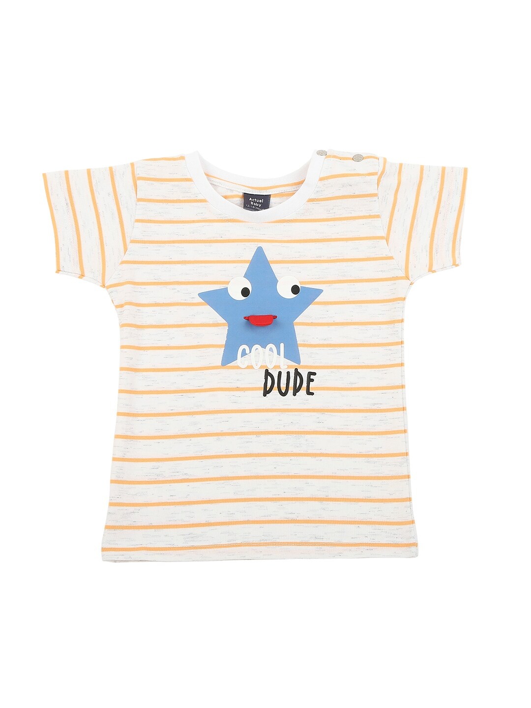 

Actuel Boys Off White Striped Pure Cotton T-shirt