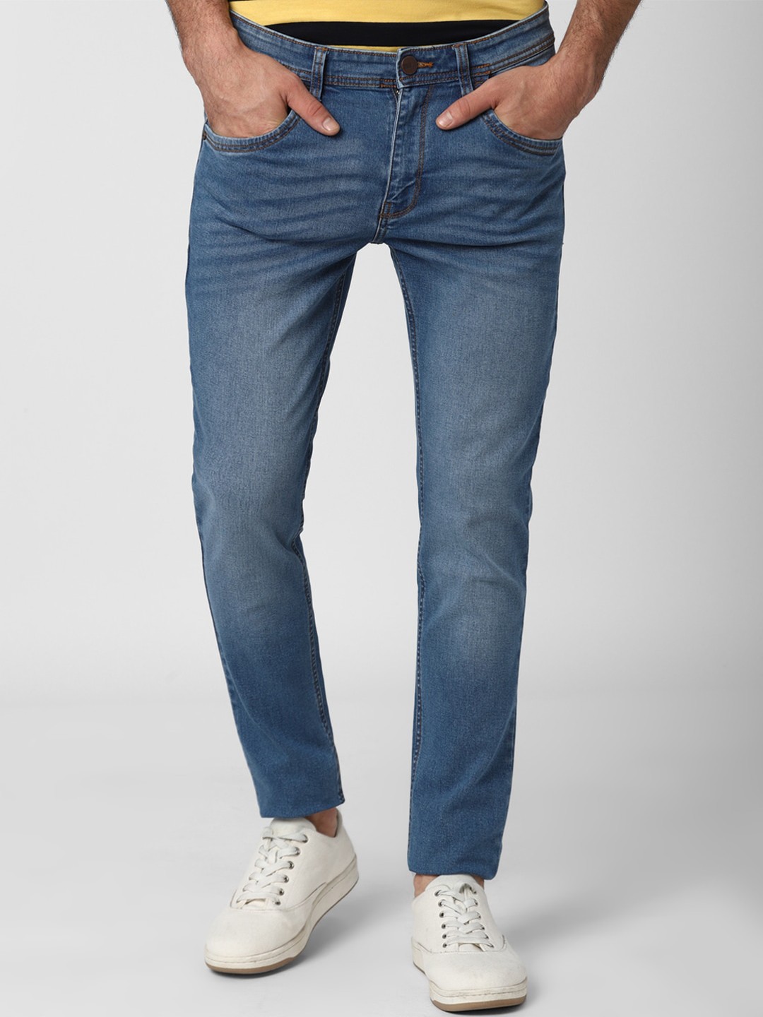 

V Dot Men Blue Skinny Fit Heavy Fade Jeans
