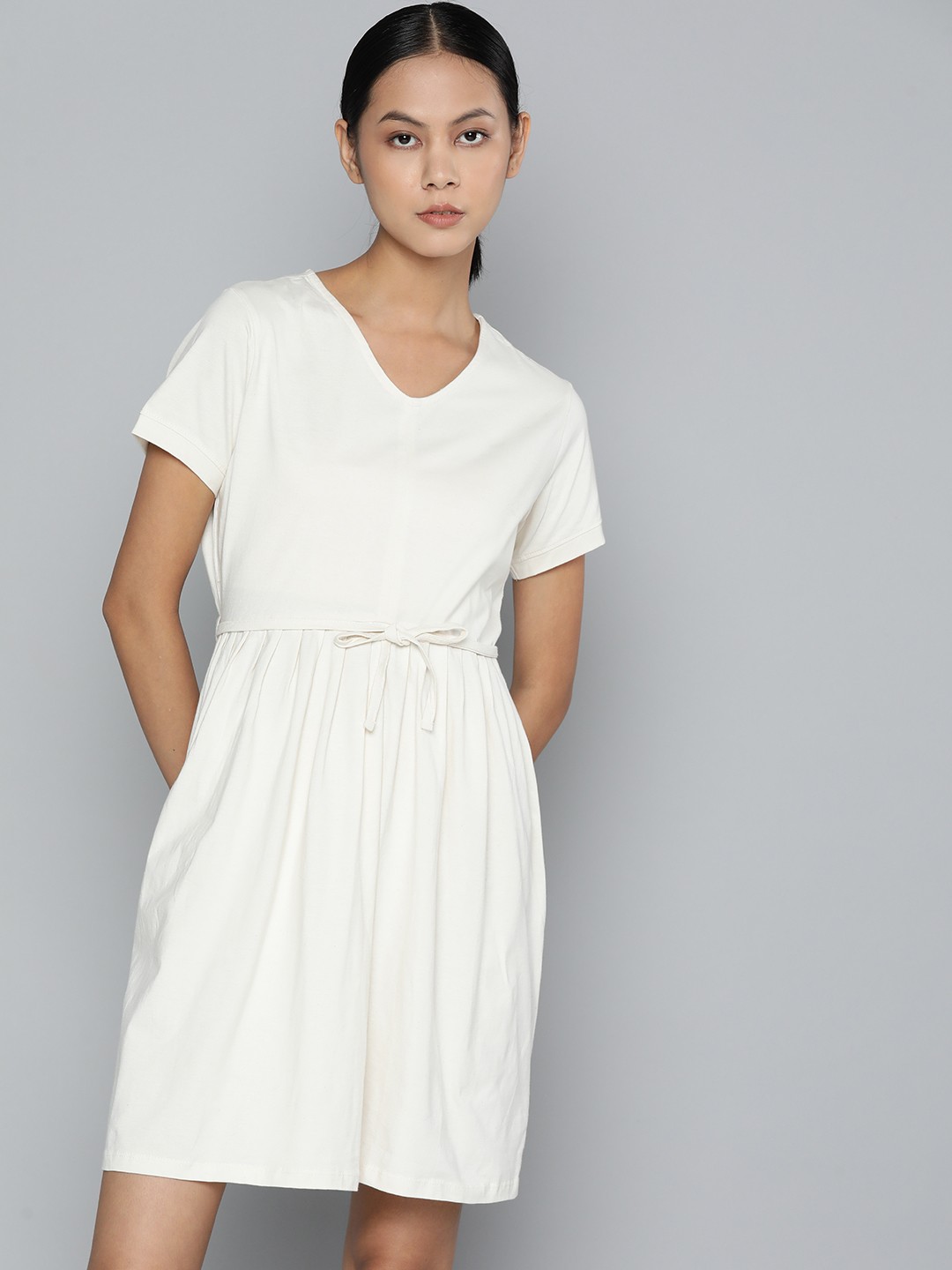 

ether Kora Collection Women Off-White Sustainable Unbleached Fabric Dress