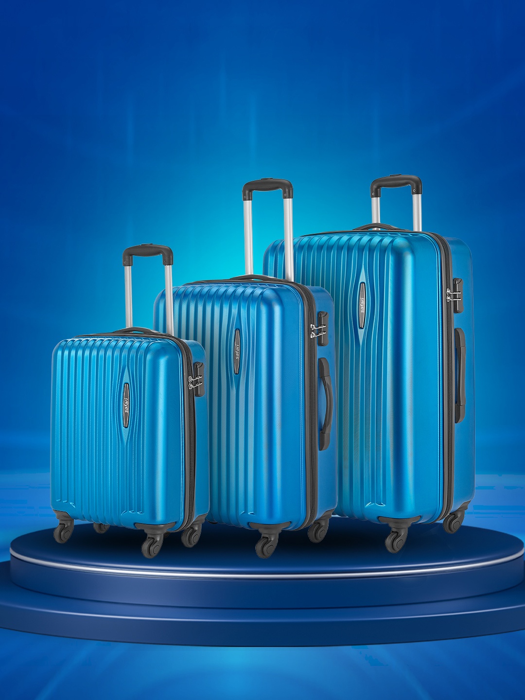 

Safari Glimpse Set of 3 Poly Carbonate Hard Trolley Bag, Blue