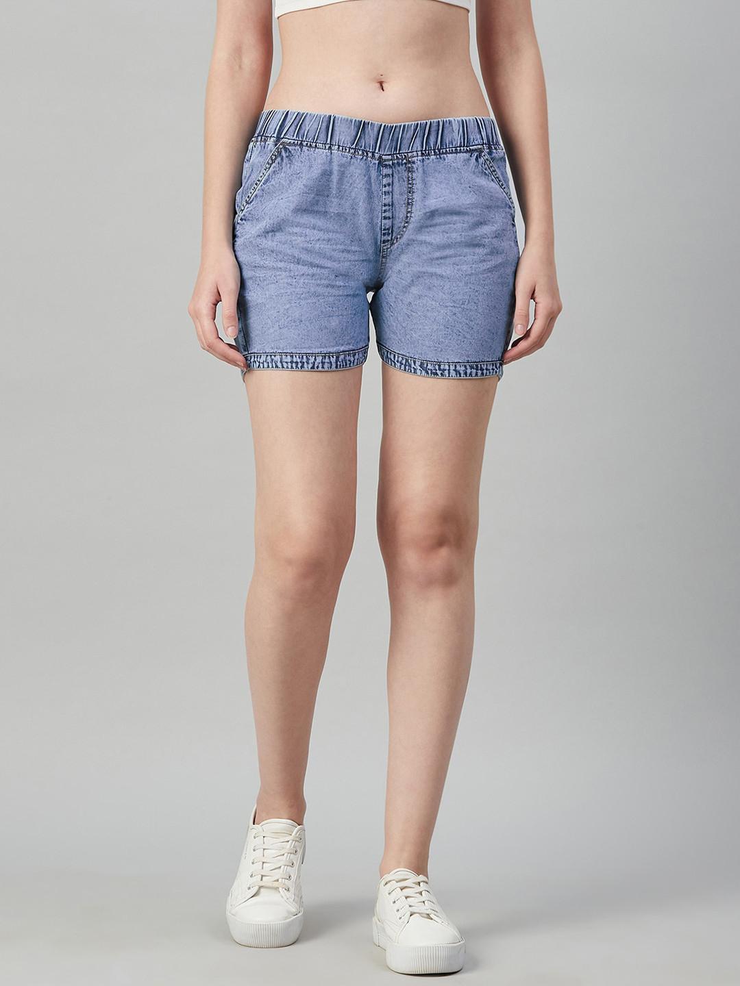 

C9 AIRWEAR Women Blue Washed Cotton Denim Shorts
