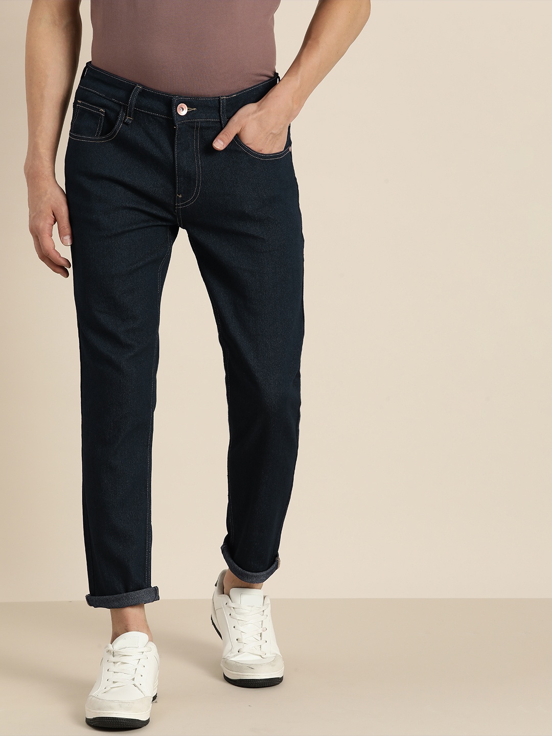 

ether Men Navy Blue Slim Fit Jeans
