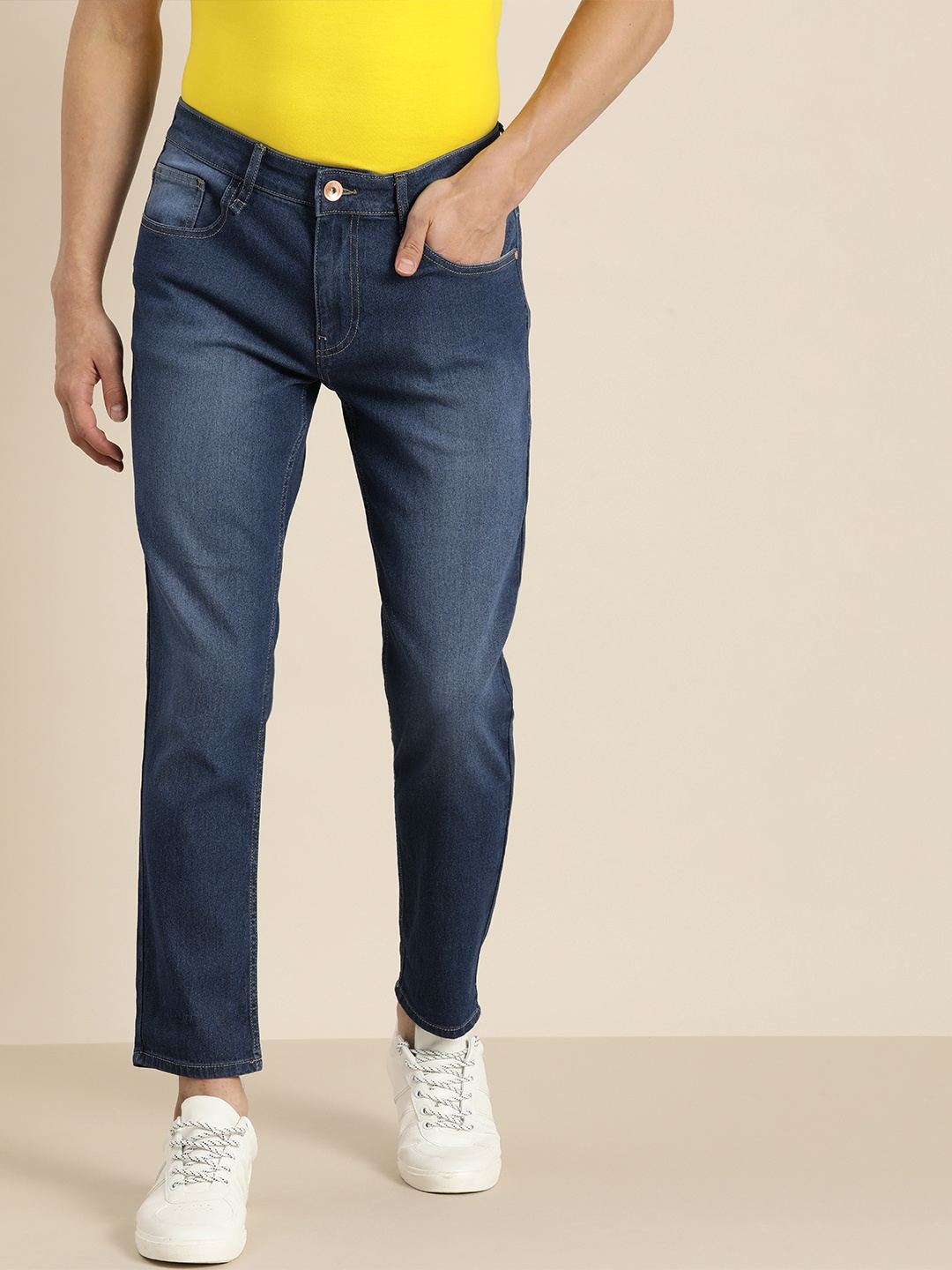 

ether Men Navy Blue Slim Fit Light Fade Jeans
