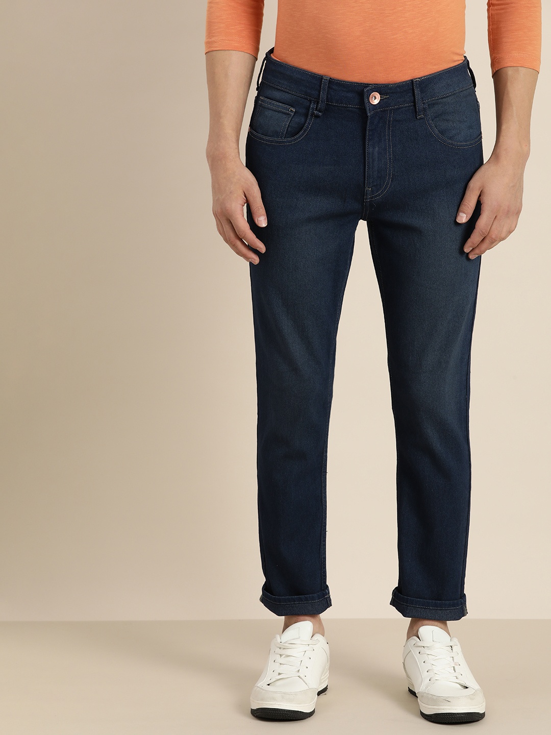 

ether Men Navy Blue Slim Fit Jeans