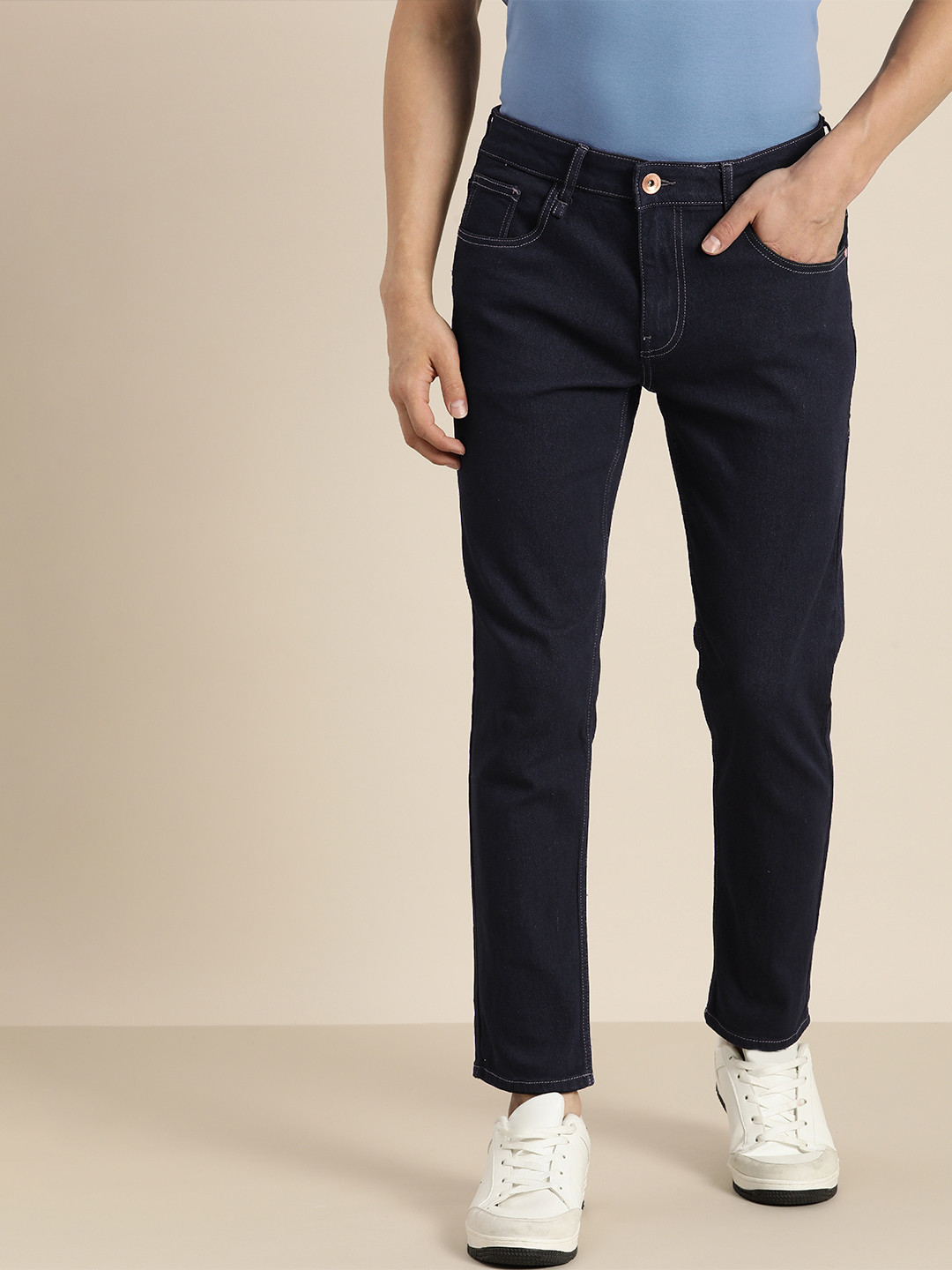 

ether Men Navy Blue Slim Fit Jeans