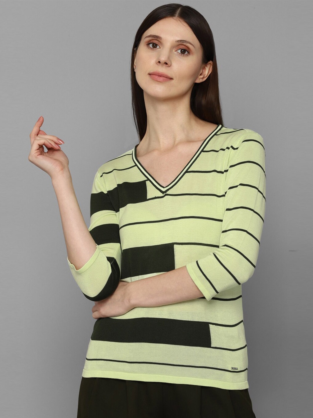 

Allen Solly Woman Yellow Striped Top