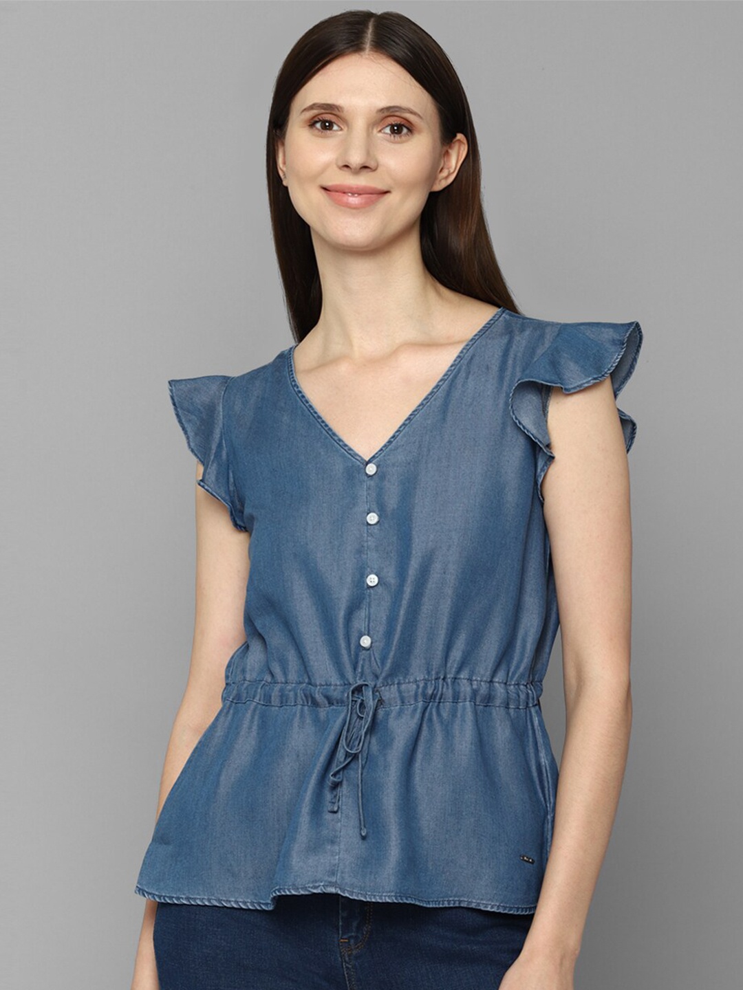 

Allen Solly Woman Women Blue Cinched Waist Top