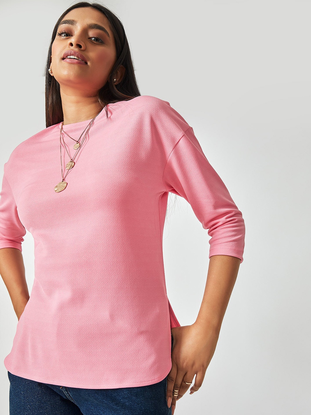 

The Label Life Baby Pink Round Hem Top