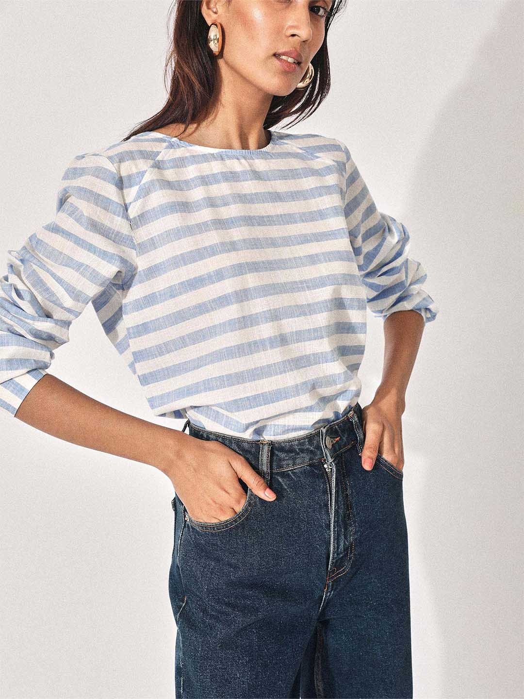 

The Label Life Blue & White Stripe Blouse