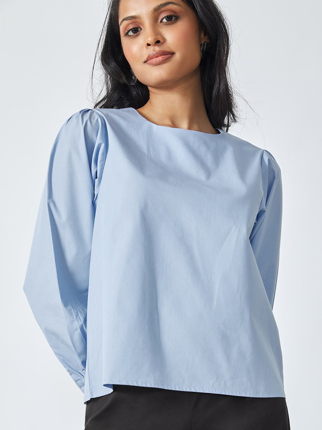 

The Label Life Ice Blue Balloon Sleeve Top